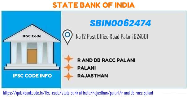 State Bank of India R And Db Racc Palani SBIN0062474 IFSC Code
