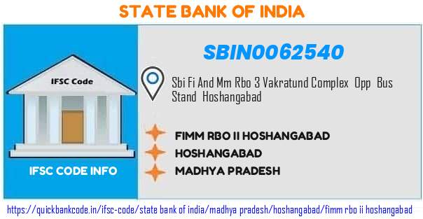 State Bank of India Fimm Rbo Ii Hoshangabad SBIN0062540 IFSC Code