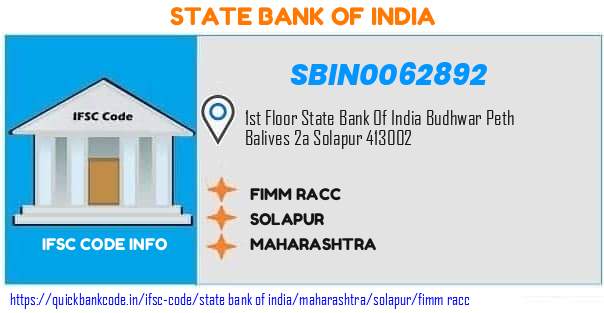 State Bank of India Fimm Racc SBIN0062892 IFSC Code