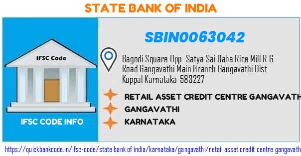 State Bank of India Retail Asset Credit Centre Gangavathi SBIN0063042 IFSC Code