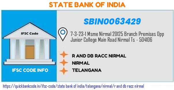 State Bank of India R And Db Racc Nirmal SBIN0063429 IFSC Code