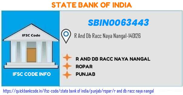 State Bank of India R And Db Racc Naya Nangal SBIN0063443 IFSC Code