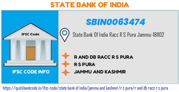State Bank of India R And Db Racc R S Pura SBIN0063474 IFSC Code