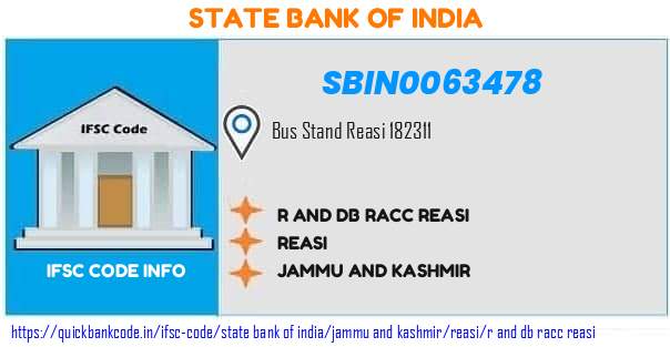 State Bank of India R And Db Racc Reasi SBIN0063478 IFSC Code