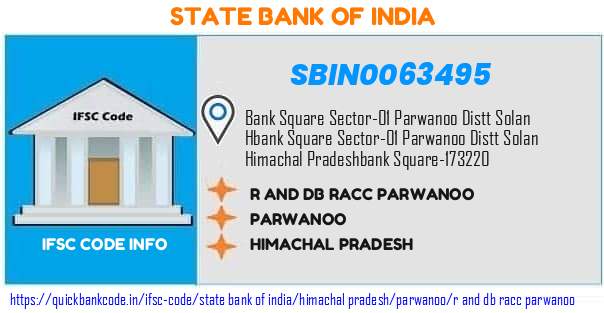 State Bank of India R And Db Racc Parwanoo SBIN0063495 IFSC Code