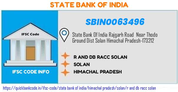 State Bank of India R And Db Racc Solan SBIN0063496 IFSC Code