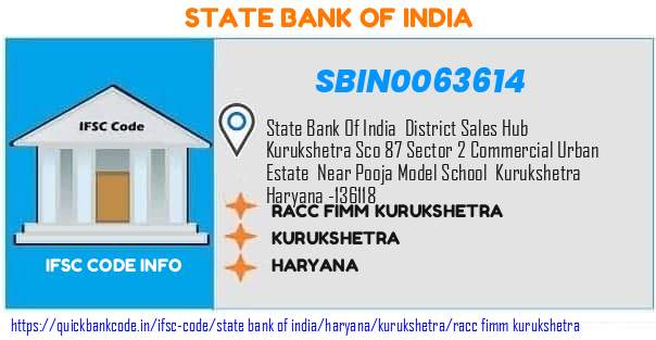 State Bank of India Racc Fimm Kurukshetra SBIN0063614 IFSC Code