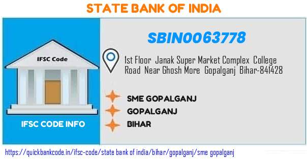 State Bank of India Sme Gopalganj SBIN0063778 IFSC Code