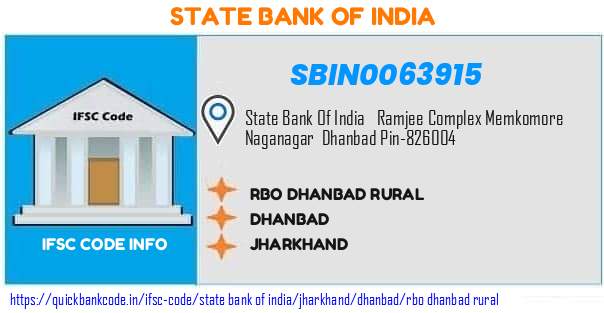 State Bank of India Rbo Dhanbad Rural SBIN0063915 IFSC Code