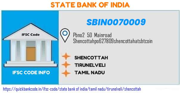 SBIN0070009 State Bank of India. SHENCOTTAH