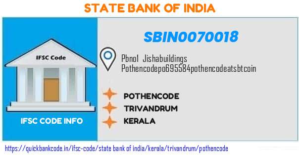 State Bank of India Pothencode SBIN0070018 IFSC Code
