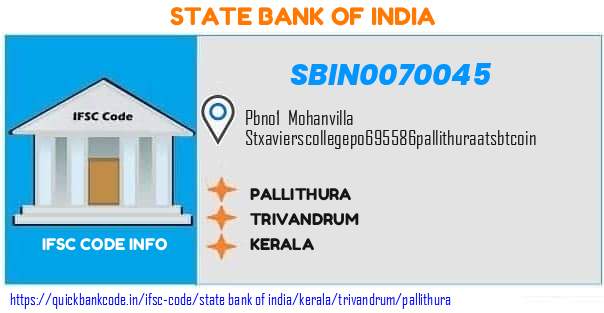 State Bank of India Pallithura SBIN0070045 IFSC Code