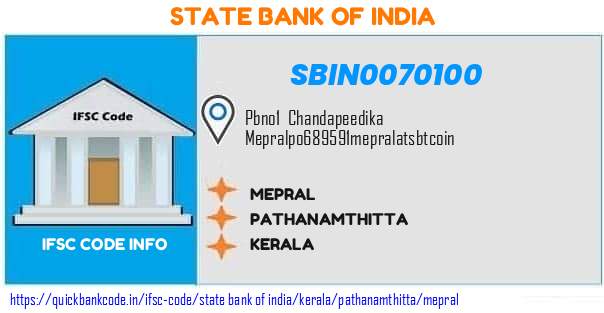 State Bank of India Mepral SBIN0070100 IFSC Code