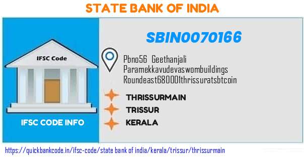 State Bank of India Thrissurmain SBIN0070166 IFSC Code