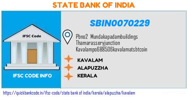 State Bank of India Kavalam SBIN0070229 IFSC Code