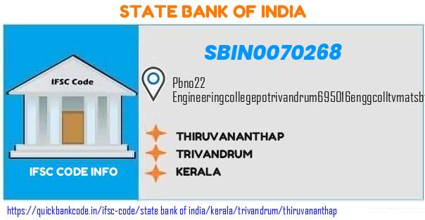 State Bank of India Thiruvananthap SBIN0070268 IFSC Code