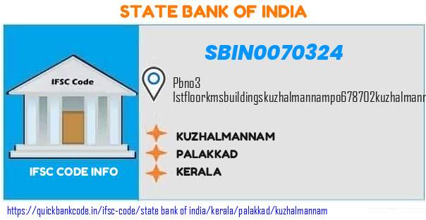 State Bank of India Kuzhalmannam SBIN0070324 IFSC Code