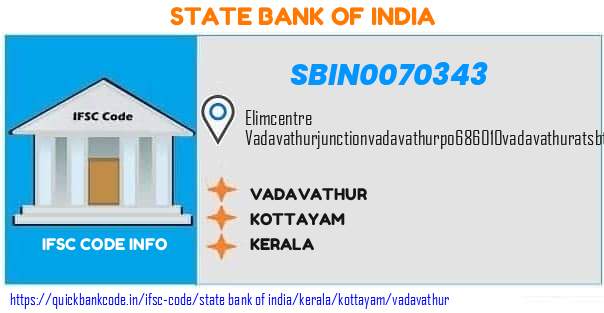 State Bank of India Vadavathur SBIN0070343 IFSC Code
