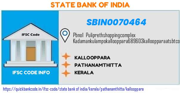 State Bank of India Kallooppara SBIN0070464 IFSC Code