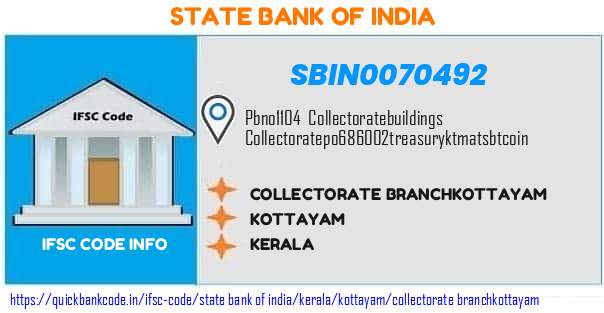 State Bank of India Collectorate Branchkottayam SBIN0070492 IFSC Code