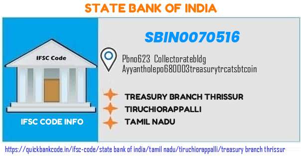 State Bank of India Treasury Branch Thrissur SBIN0070516 IFSC Code