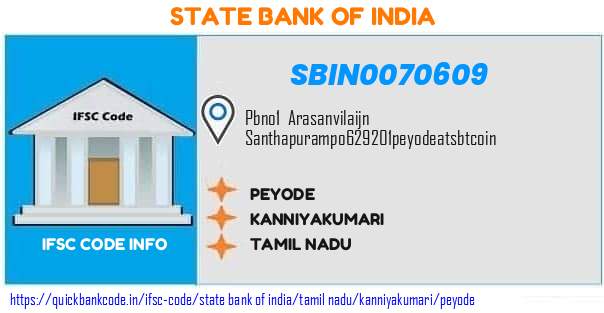 State Bank of India Peyode SBIN0070609 IFSC Code