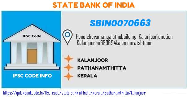 State Bank of India Kalanjoor SBIN0070663 IFSC Code