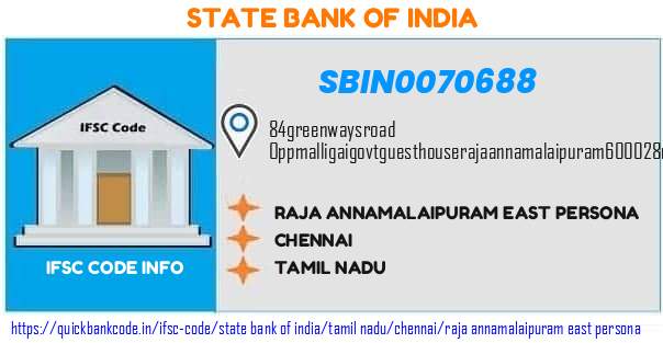 State Bank of India Raja Annamalaipuram East Persona SBIN0070688 IFSC Code