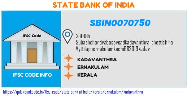 State Bank of India Kadavanthra SBIN0070750 IFSC Code