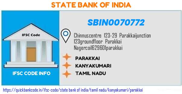 SBIN0070772 State Bank of India. PARAKKAI