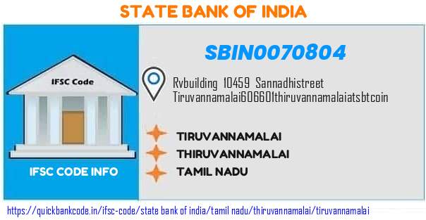 State Bank of India Tiruvannamalai SBIN0070804 IFSC Code