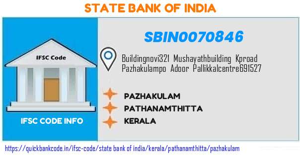 State Bank of India Pazhakulam SBIN0070846 IFSC Code