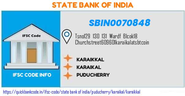 State Bank of India Karaikkal SBIN0070848 IFSC Code
