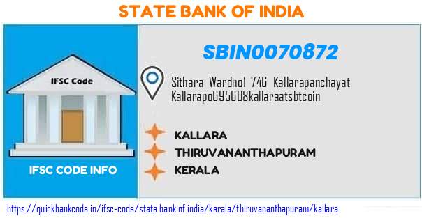 State Bank of India Kallara SBIN0070872 IFSC Code