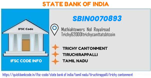 State Bank of India Trichy Cantonment SBIN0070893 IFSC Code
