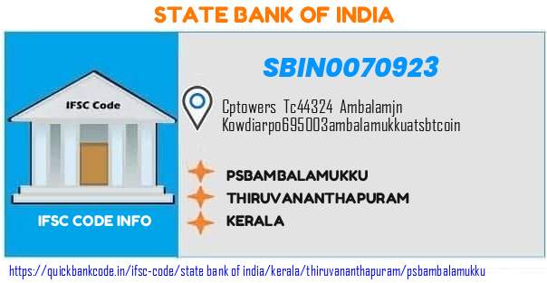 State Bank of India Psbambalamukku SBIN0070923 IFSC Code