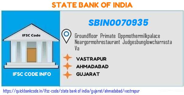 State Bank of India Vastrapur SBIN0070935 IFSC Code