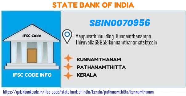 State Bank of India Kunnamthanam SBIN0070956 IFSC Code