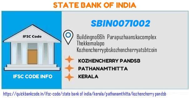 State Bank of India Kozhencherry Pandsb SBIN0071002 IFSC Code
