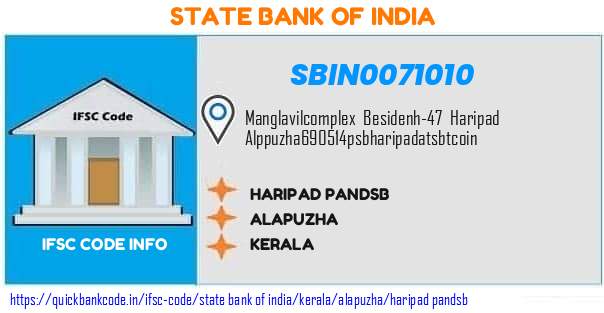 State Bank of India Haripad Pandsb SBIN0071010 IFSC Code