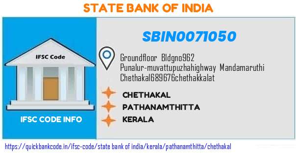 State Bank of India Chethakal SBIN0071050 IFSC Code