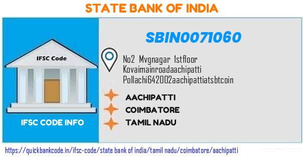 SBIN0071060 State Bank of India. AACHIPATTI