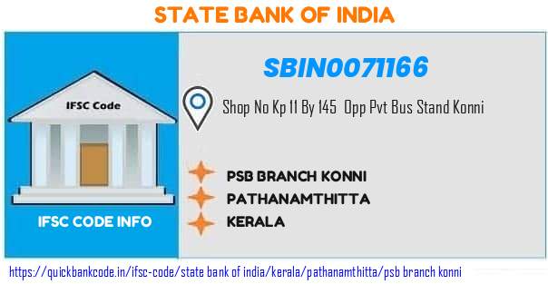 State Bank of India Psb Branch Konni SBIN0071166 IFSC Code