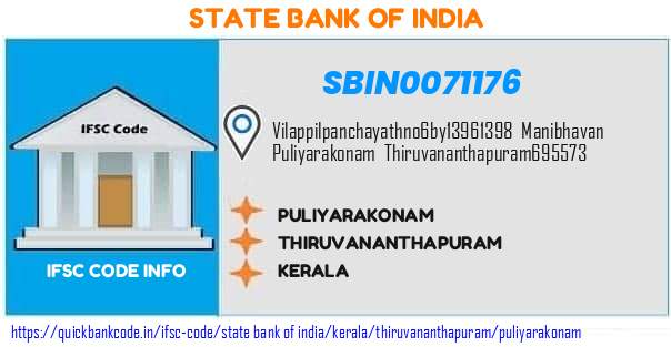State Bank of India Puliyarakonam SBIN0071176 IFSC Code
