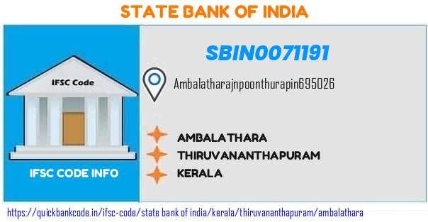 State Bank of India Ambalathara SBIN0071191 IFSC Code