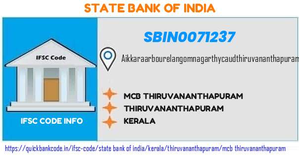 State Bank of India Mcb Thiruvananthapuram SBIN0071237 IFSC Code