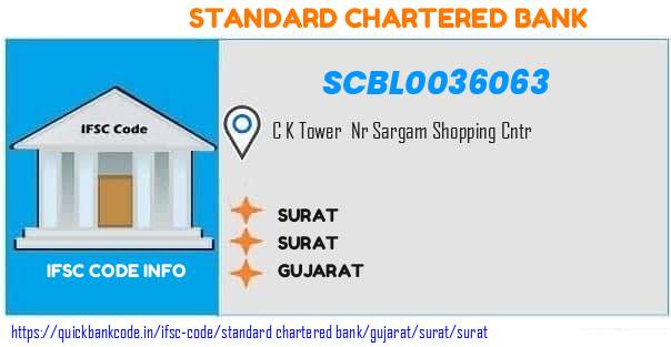 Standard Chartered Bank Surat SCBL0036063 IFSC Code