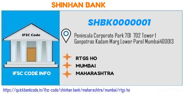 Shinhan Bank Rtgs Ho SHBK0000001 IFSC Code