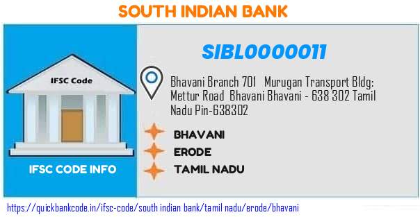 South Indian Bank Bhavani SIBL0000011 IFSC Code