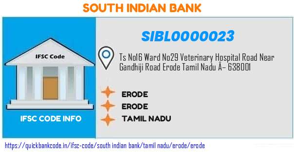 South Indian Bank Erode SIBL0000023 IFSC Code